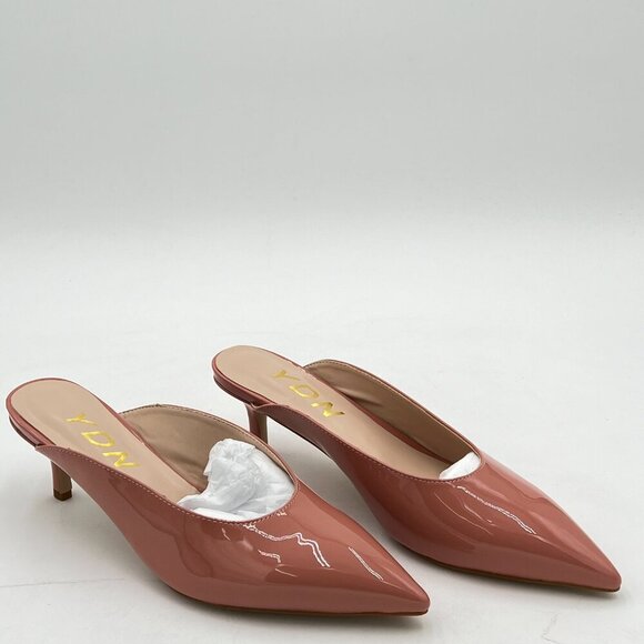 YDN Nude Pointed Toe Low Heel Loafers Slip on Mules Slide Sandals Kitten Shoes - Picture 4 of 8